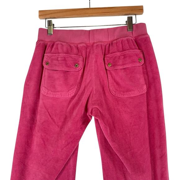 VTG Y2k Juicy Couture Pink Velour Track Pants SIZE MEDIUM Snap Pockets USA READ - Picture 1 of 15